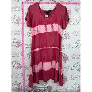 Model France dress red pink white  Tie-Dye Midi Dress in Rose Pink